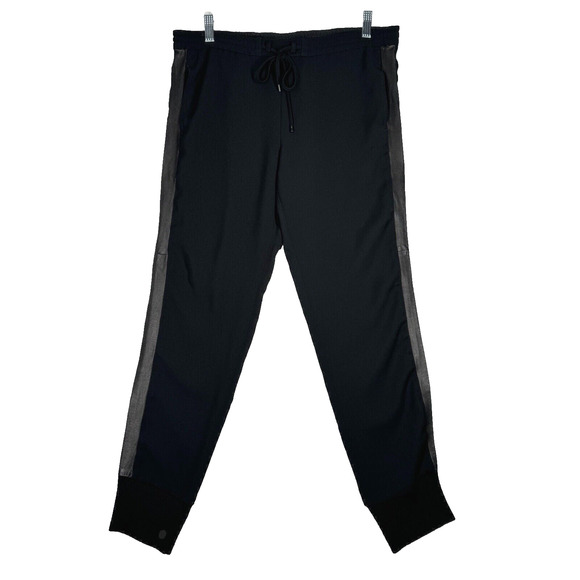 Vince Pants Women Large Black Tuxedo Jogger Lounge Athleisure Neutral Minimalist - Picture 1 of 8